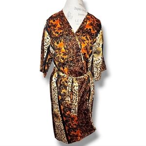 Luxell Intimates Orange & Black Printed Robe - Size Small